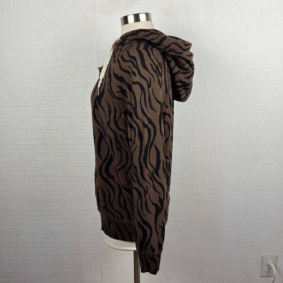 n:Philanthropy Hoodie M Womens Sicily Animal Print Brown Black Pocket Sweatshirt - Picture 4 of 10